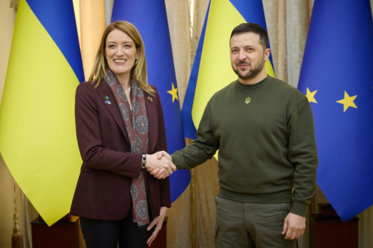 La presidenta del Parlamento Europeo, Roberta Metsola, se reunió con el presidente de Ucrania, Volodymyr Zelensky, en una visita no anunciada a Lviv, en el oeste de Ucrania.
