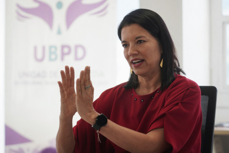 Luz Janeth Forero, directora de la Unidad de Búsqueda de Personas Desaparecidas de Colombia, habla con Reuters en Bogotá