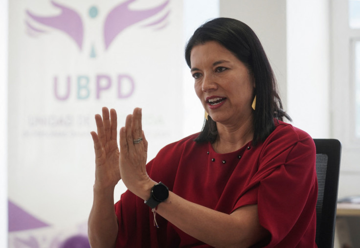 Luz Janeth Forero, directora de la Unidad de Búsqueda de Personas Desaparecidas de Colombia, habla con Reuters en Bogotá