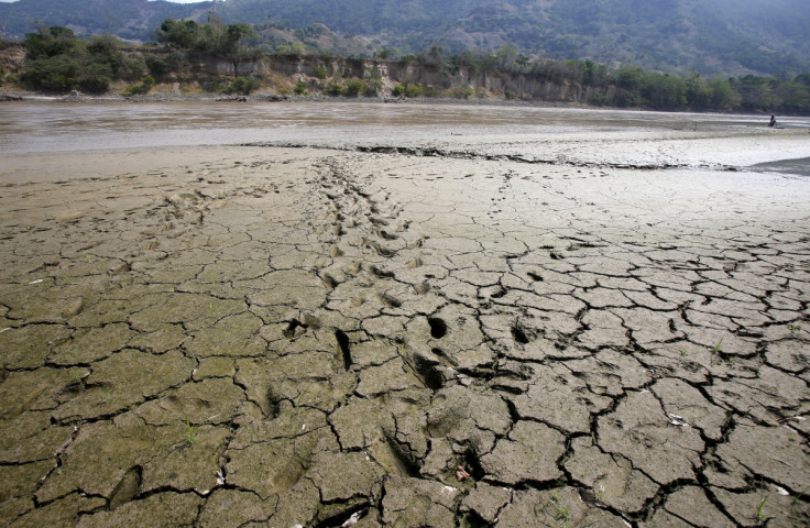 Un área queda al descubierto por el descenso del nivel del agua en el río Magdalena, el río más largo e importante de Colombia, debido a la falta de lluvias, en la ciudad de Honda