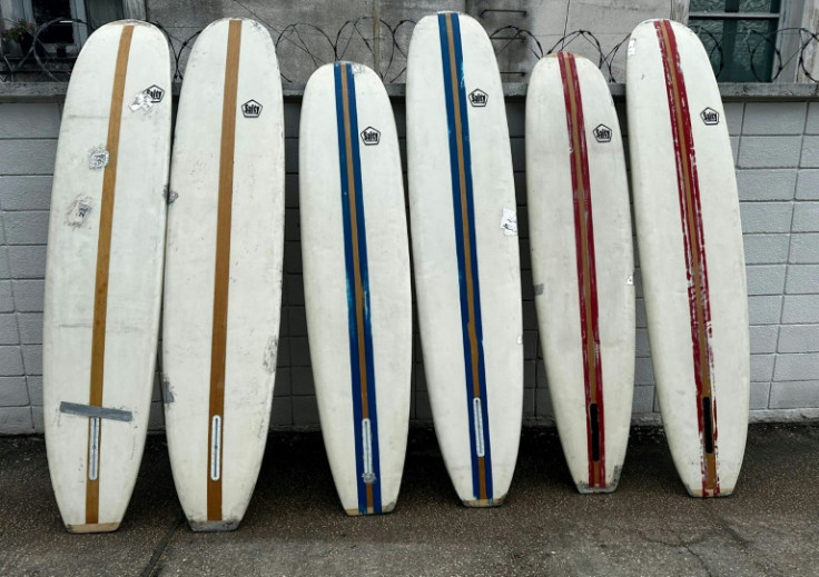 Ministerio del Interior de Uruguay difundió esta foto de las tablas de surf que presuntamente contenían cocaína