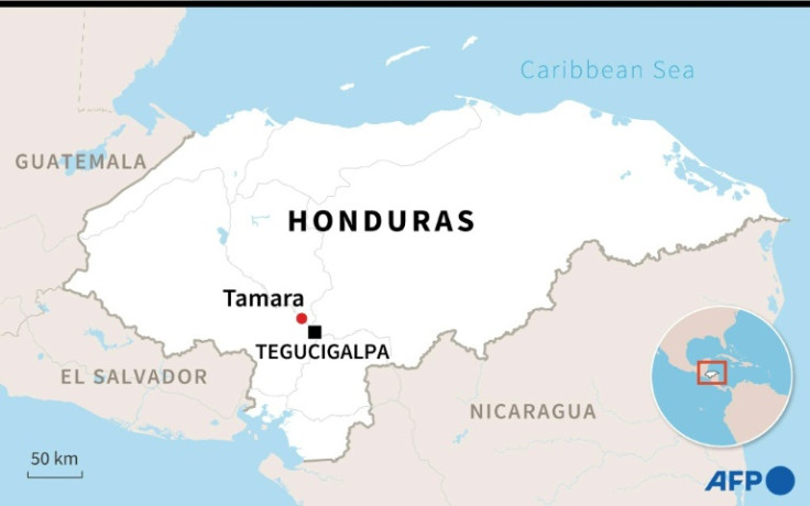 Mapa de Honduras que ubica a Tamara donde los enfrentamientos entre bandas rivales en una prisión de mujeres dejaron al menos 41 muertos el martes.