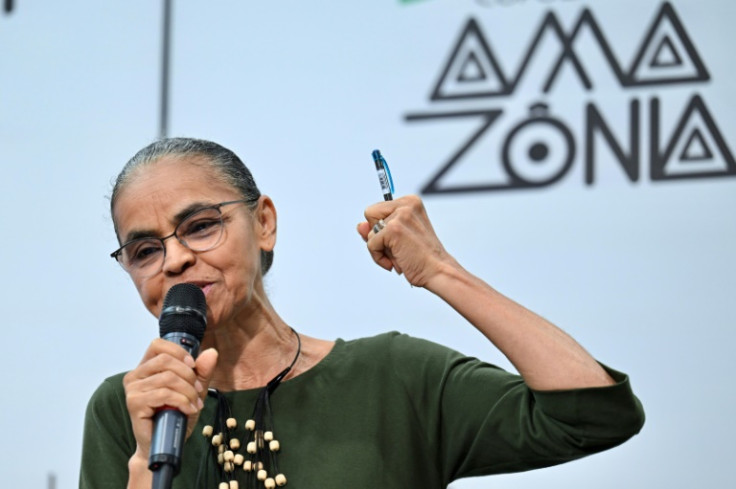 La ministra de Medio Ambiente de Brasil, Marina Silva, habla durante el Seminario de Diálogos de la Amazonía en Belem, estado de Pará, Brasil, en agosto de 2023.