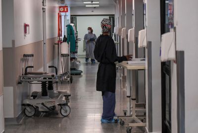 Nurses are see at the intensive care unit