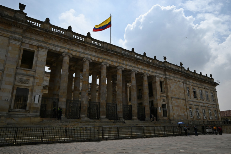 The facade of the Congress of Colombia